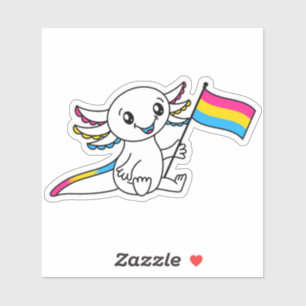 Niedliches Axolotl mit Pansexual Pride Flag LGBTQ+ Aufkleber