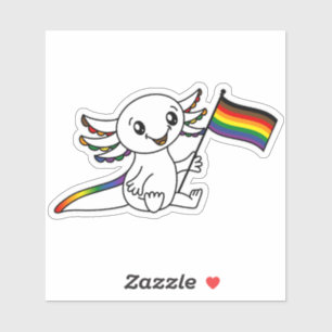 Niedliches Axolotl mit POC-Rainbow-Pride-Flag LGBT Aufkleber