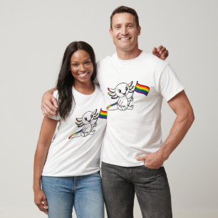 Niedliches Axolotl mit Rainbow Pride Flag LGBTQ+ T-Shirt