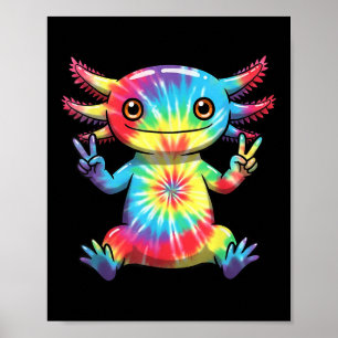 Niedliches Axolotl Peace Sign Farbige Krawatte Hip Poster