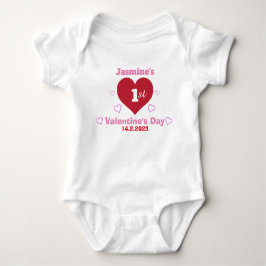 Niedliches Baby 1. Valentinstag Personalisiert Baby Strampler
