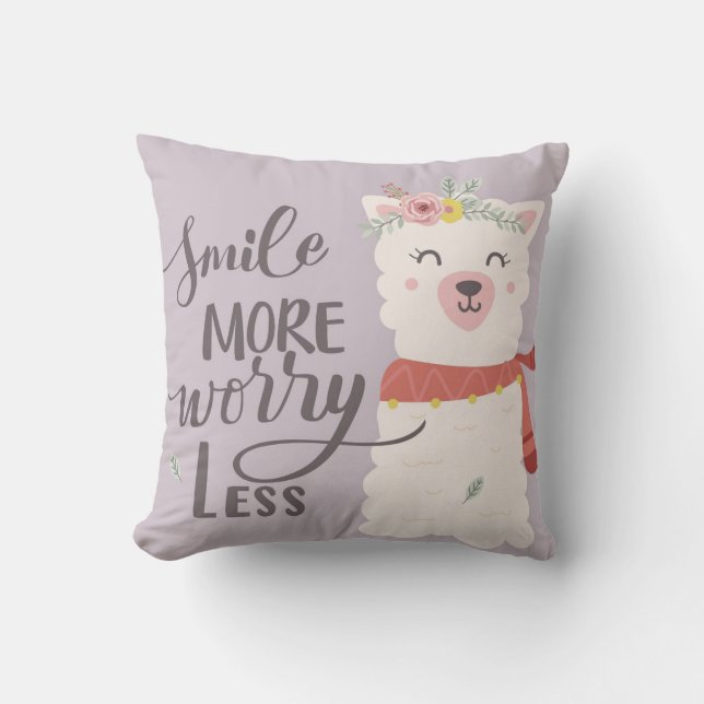 Niedliches Baby-Alpaka Kissen (Vorderseite)