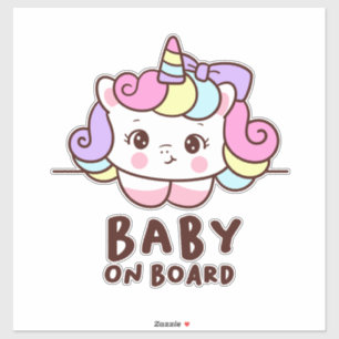 Niedliches Baby an Bord Unicorn Aufkleber