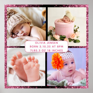 Niedliches Baby Baby Kind Geburtsstat 4 Foto Poster