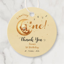 Niedliches Baby Bären schlafen auf dem Mond 1. Geb