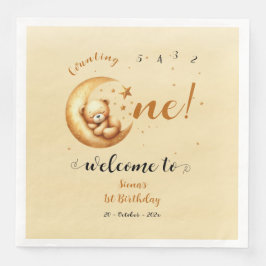 Niedliches Baby Bären schlafen auf dem Mond 1. Geb Serviette