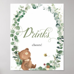 Niedliches Baby Bear Greenery Baby Duschgetränke U Poster