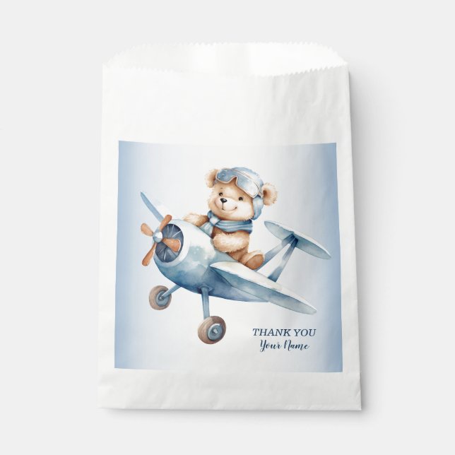 Niedliches Baby Bear Pilot Blue Flugzeug Schöne Geschenktütchen (Vorderseite)