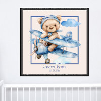 Niedliches Baby Bear & Toy Airplane Kinderzimmer K
