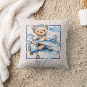 Niedliches Baby Bear & Toy Airplane Kinderzimmer Kissen