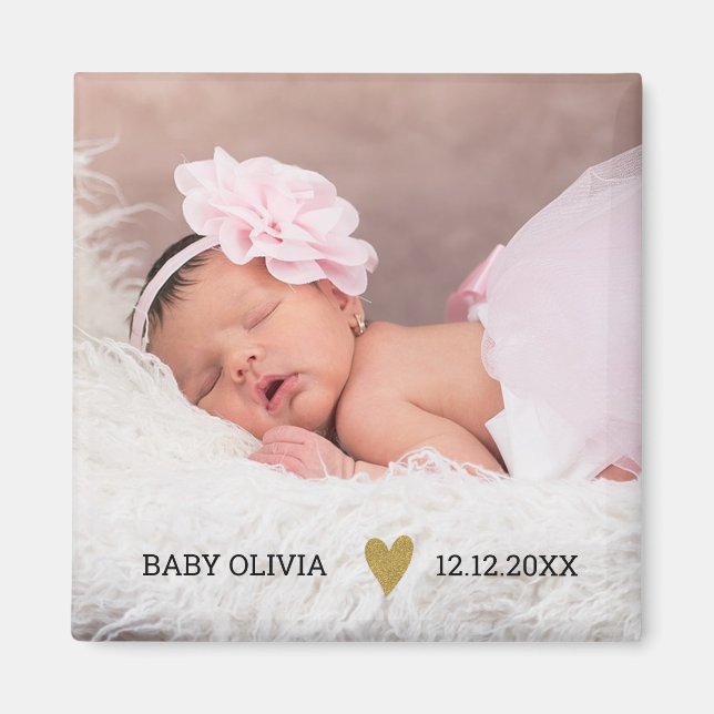 Niedliches Baby Birth Announcement Foto Magnet (Vorne)