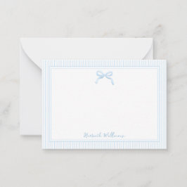 Niedliches Baby Blue Bow und Streifen Border Mitteilungskarte