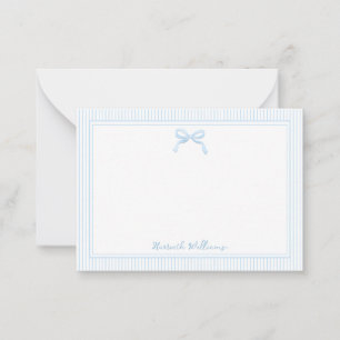 Niedliches Baby Blue Bow und Streifen Border Mitteilungskarte