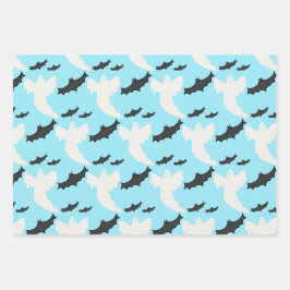 Niedliches Baby Blue Ghost Bat Wrapping Paper Set Geschenkpapier Set