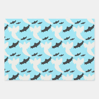 Niedliches Baby Blue Ghost Bat Wrapping Paper Set  Geschenkpapier Set