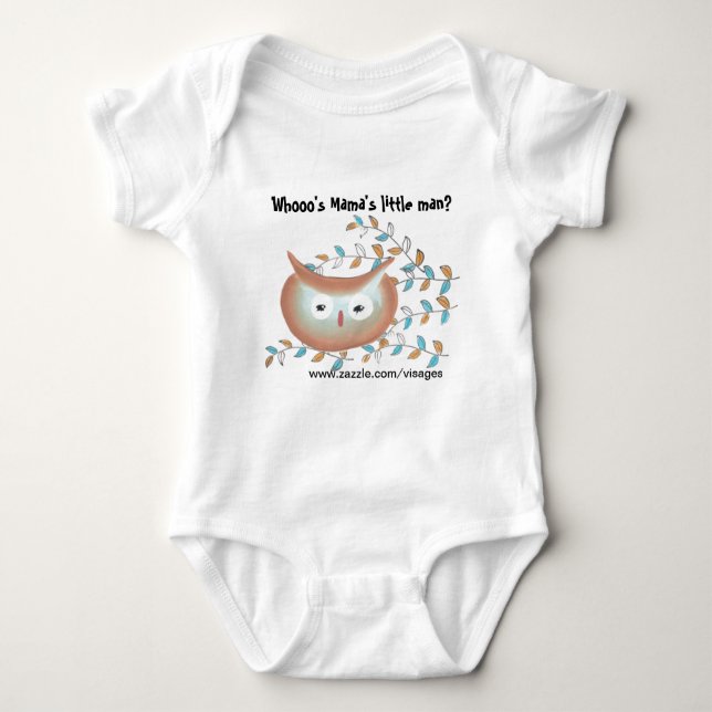 Niedliches Baby Boy Shirt Owl Picture in Brown & A (Vorderseite)
