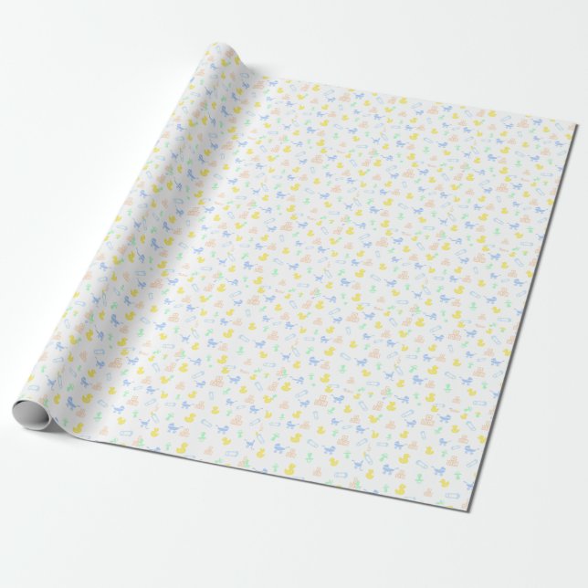 Niedliches Baby Boy Wrapping Paper Geschenkpapier (Ungerollt)