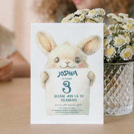 Niedliches Baby Bunny and Sign Kindergeburtstag Pa Einladung