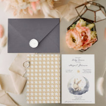 Niedliches Baby Bunny auf dem Mond mit Stars Baby 