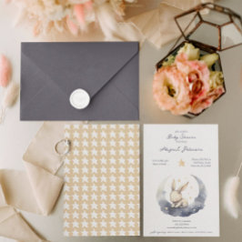 Niedliches Baby Bunny auf dem Mond mit Stars Baby  Einladung