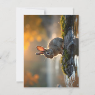 Niedliches Baby-Bunny im Herbst Postkarte