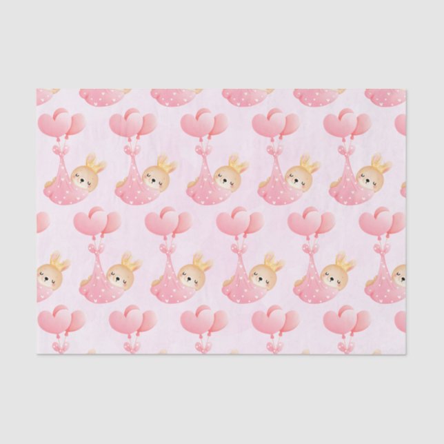 Niedliches Baby-Bunny im Herzen-Blanket-Muster Seidenpapier (Vorderseite)