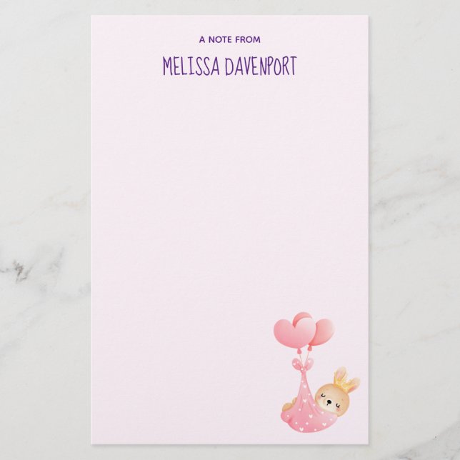 Niedliches Baby-Bunny im Herzen Briefpapier (Vorderseite)