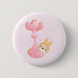 Niedliches Baby-Bunny im Herzen Button