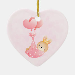 Niedliches Baby-Bunny im Herzen Keramik Ornament