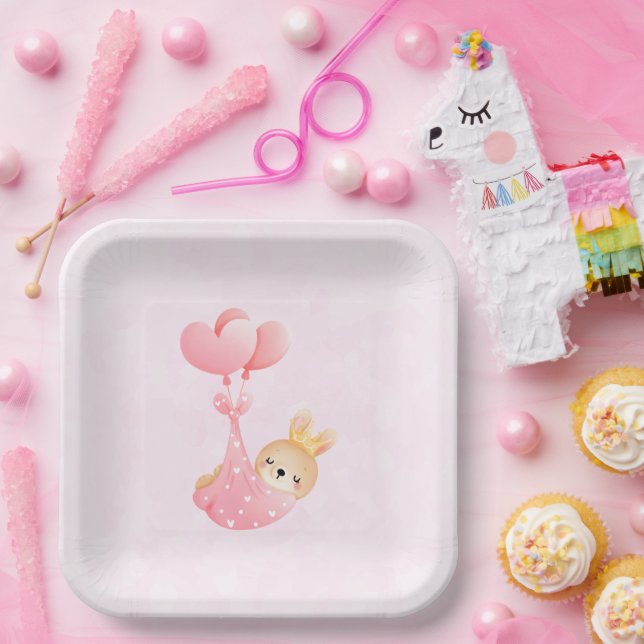 Niedliches Baby-Bunny im Herzen Pappteller (Party)