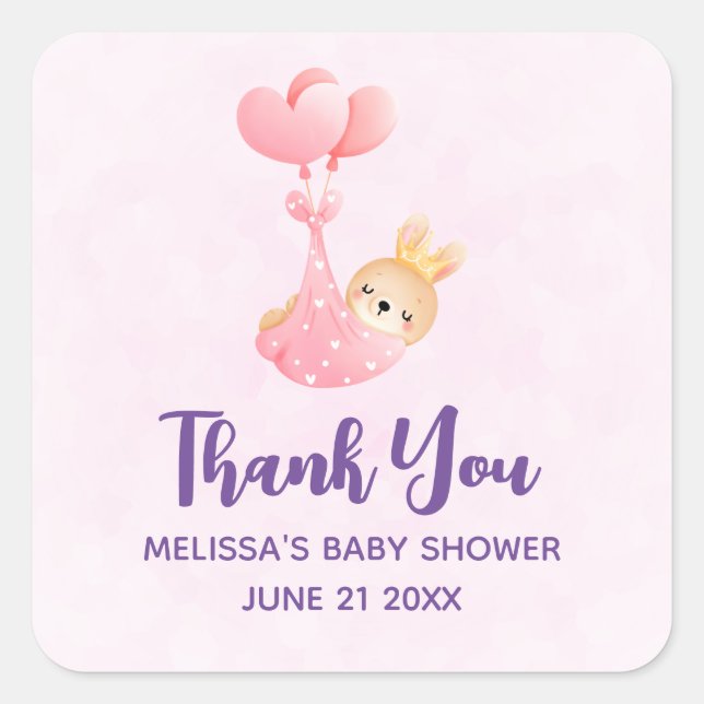 Niedliches Baby-Bunny im Herzen Quadratischer Aufkleber (Vorderseite)