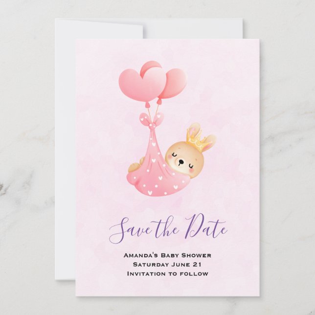 Niedliches Baby-Bunny im Herzen Save The Date (Vorderseite)