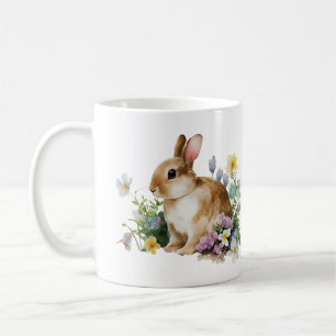 Niedliches Baby Bunny (Kleine Ohren) mit Blume Kaffeetasse