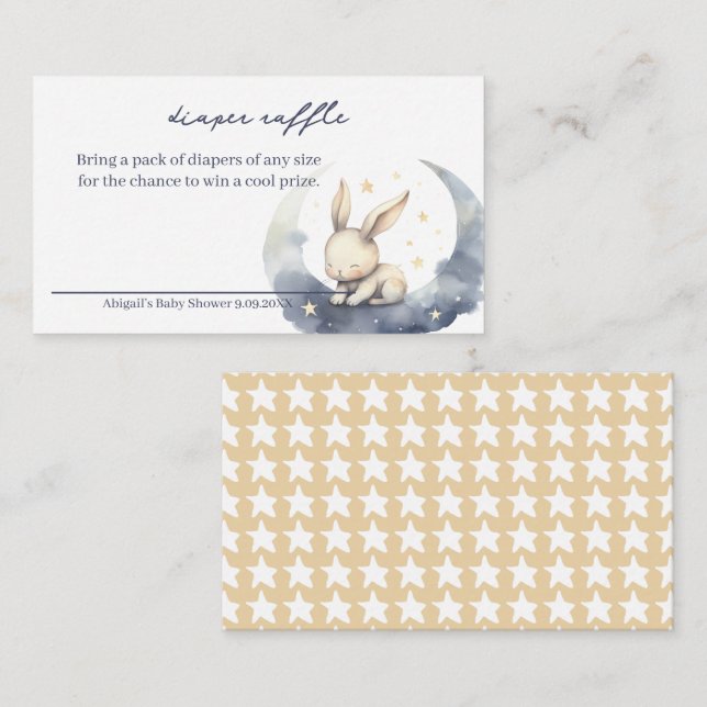 Niedliches Baby Bunny on Moon mit Stars Diaper Raf Begleitkarte (Vorne/Hinten)