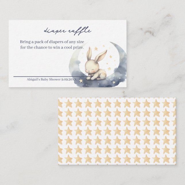 Niedliches Baby Bunny on Moon mit Stars Diaper Raf Begleitkarte (Vorne/Hinten)