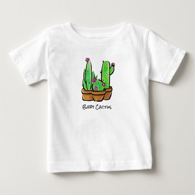 Niedliches Baby Cactus cacti succulents pink blühe Baby T-shirt (Vorderseite)