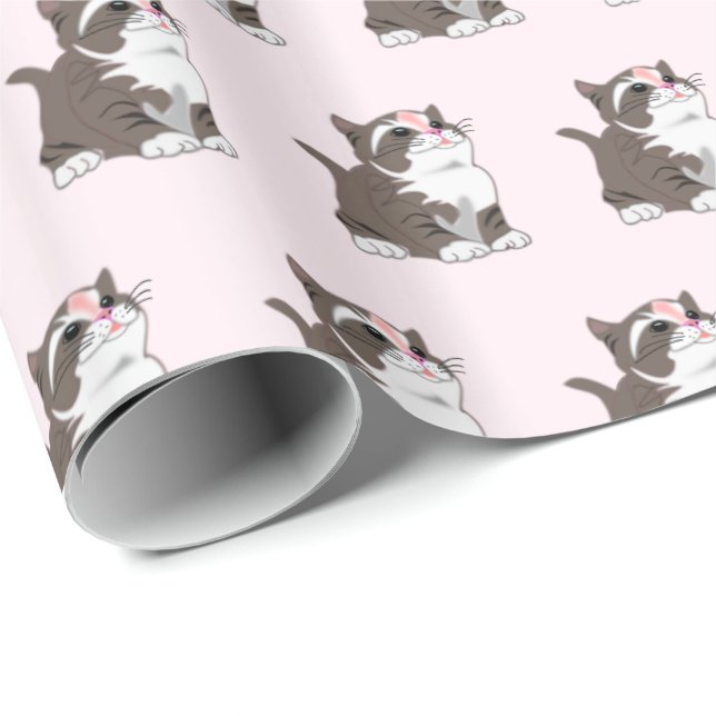 Niedliches Baby Cat Wrapping Paper Geschenkpapier (Rolleneckpunkt)