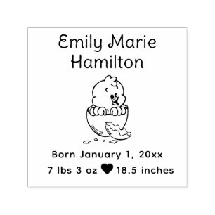 Niedliches Baby Chick Hatching Geburtsankündigung  Permastempel
