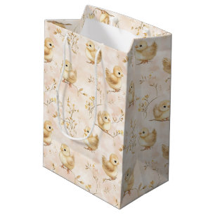 Niedliches Baby Chicks Pink Wasserfarbmuster Mittlere Geschenktüte