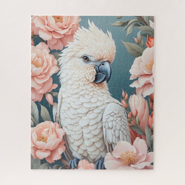 Niedliches Baby Cockatop Parrot Soft Pink Blume Puzzle (Vertikal)