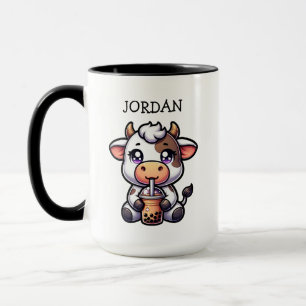 Niedliches Baby Cow trinken Boba Kawaii Cartoon Tasse