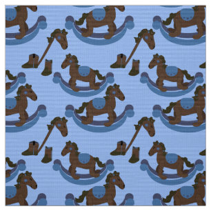 Niedliches Baby Cowboy Blue Rocking Pferd Stoff