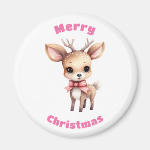 Niedliches Baby Deer Cartoon Illustration Weihnach Magnet