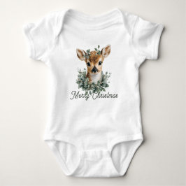 Niedliches Baby Deer Frohe Weihnachten - Aquarell Baby Strampler