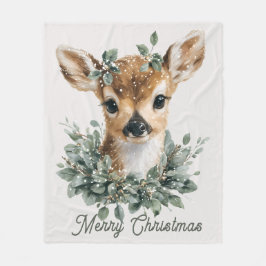Niedliches Baby Deer Frohe Weihnachten - Aquarell Fleecedecke