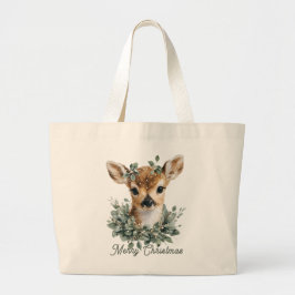 Niedliches Baby Deer Frohe Weihnachten - Aquarell Jumbo Stoffbeutel