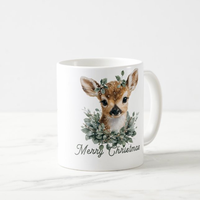 Niedliches Baby Deer Frohe Weihnachten - Aquarell  Kaffeetasse