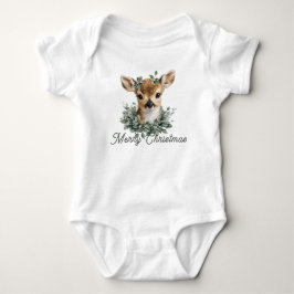 Niedliches Baby Deer Frohe Weihnachten - Aquarell  Strampler