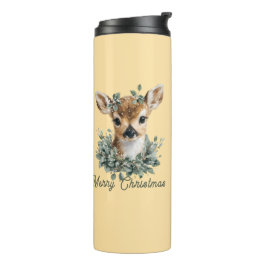 Niedliches Baby Deer Frohe Weihnachten - Aquarell Thermosbecher