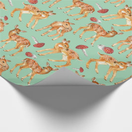 Niedliches Baby Deer Mushroom Türkis-grün Geschenkpapier